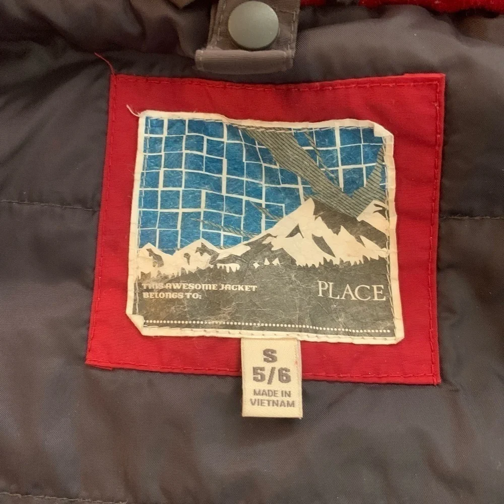 The Children Place Thermolite Ski Winter Jacket Coat Red White Black Colorblock